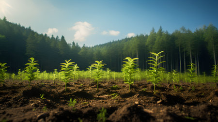 Plantation of sugarcane in the mountains,3d renderの素材