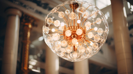 Beautiful luxury crystal chandelier decoration interior of room - Vintage Light Filterの素材