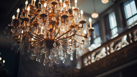 Luxury crystal chandelier in the interior of the roomの素材