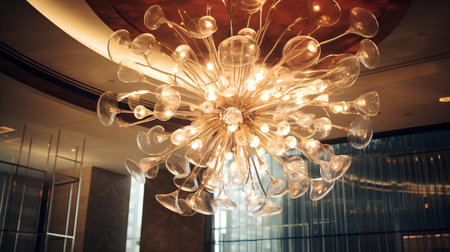 Chrystal chandelier in the interior of a luxury hotelの素材