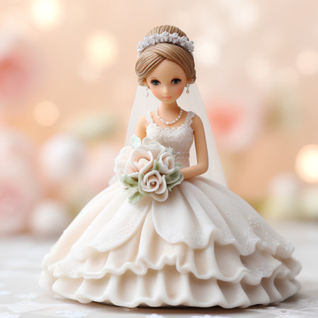 3d illustration of a beautiful bridal doll on a light backgroundの素材