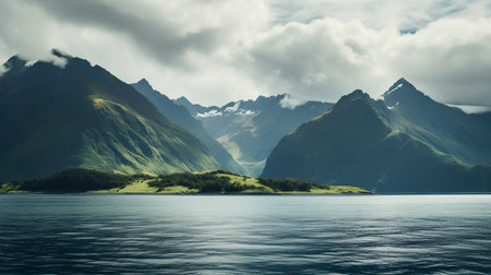 Beautiful seascape with mountains and fjord in Norwayの素材