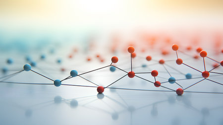 Molecule structure. 3d illustration. Network connection background.の素材