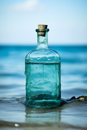 Message in a bottle on the seashore. Conceptual imageの素材