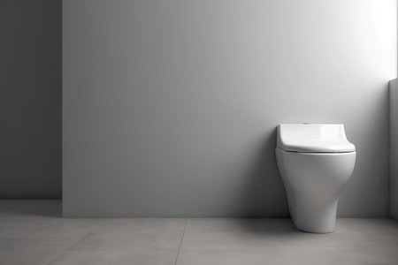 Toilet bowl in a modern bathroom. 3d render illustration.の素材