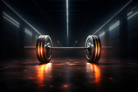 Dumbbells on a dark background. 3d rendering.の素材
