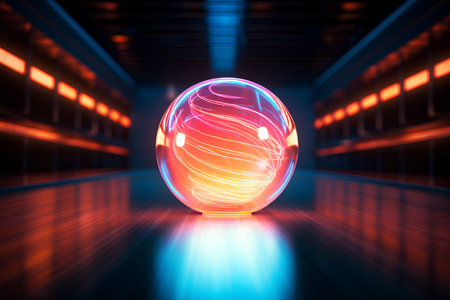 3d rendering of an abstract background with a luminous sphere in the centerの素材