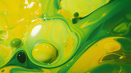abstract background of oil paint in green and yellow colors. macroの素材