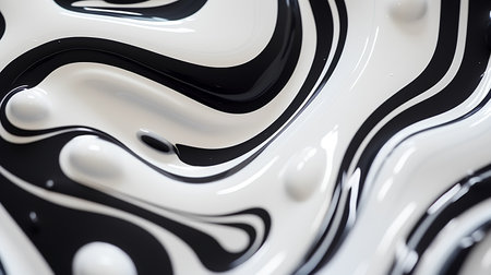 3d illustration of black and white liquid background, abstract pattern.の素材