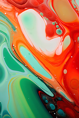 Abstract background of acrylic paints in red, green and blue colors.の素材