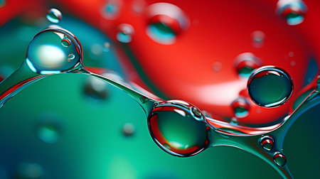 abstract water drops on a green background. 3d render illustrationの素材