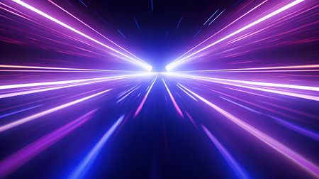 Futuristic abstract background with luminous lines and rays of lightの素材