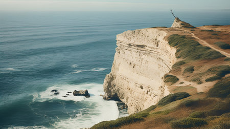 White cliffs of Etretat in Normandy, France. Panoramic viewの素材