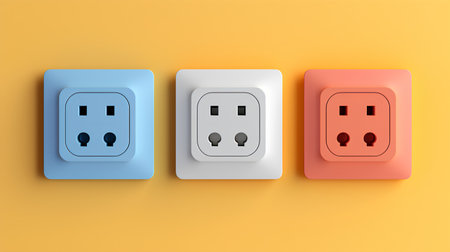 Realistic Detailed 3d Electric Socket Icon Set. Vector illustrationの素材