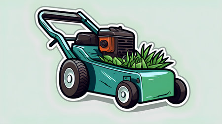 Lawn mower. Vector illustration of a lawnmower.の素材