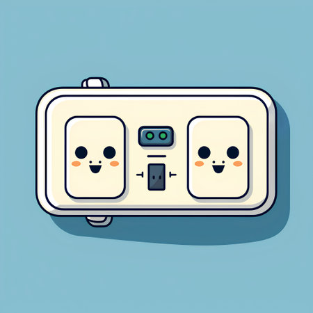 Power socket with cute kawaii cartoon character. Vector illustration.の素材
