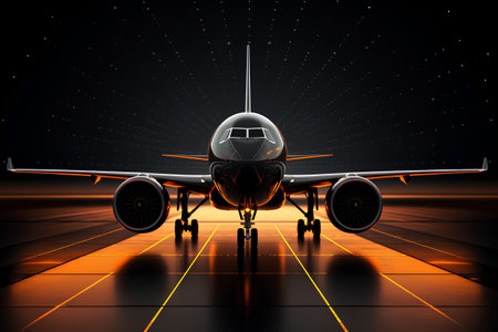 Airplane on the runway. 3d render. Vector illustration.の素材