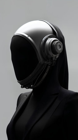 Virtual reality goggles on a mannequin head. 3d renderingの素材