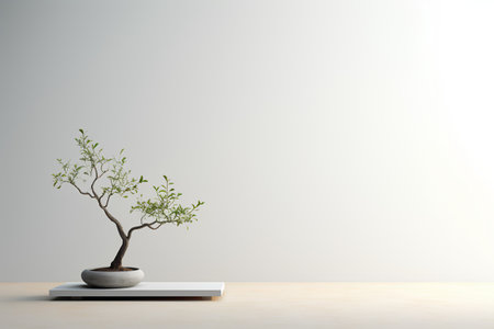 Bonsai tree in a pot on a white background. 3d renderingの素材