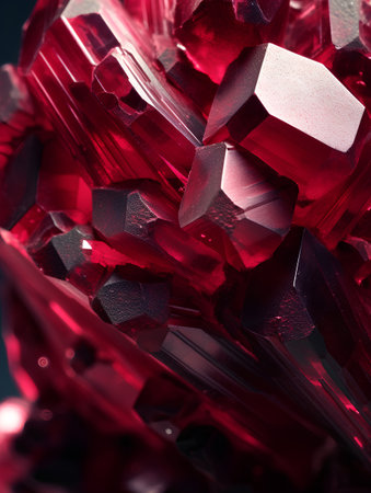 Macro shot of red crystal. Macro shot of crystals. Jewelry background.の素材