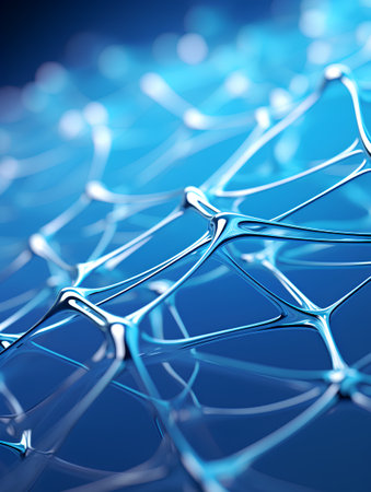 abstract blue background with lines and dots. 3d render illustrationの素材
