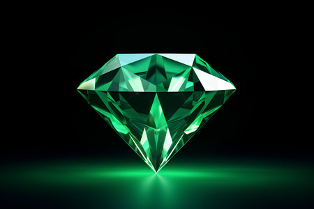 diamond isolated on black background. 3d rendering. Green colorの素材