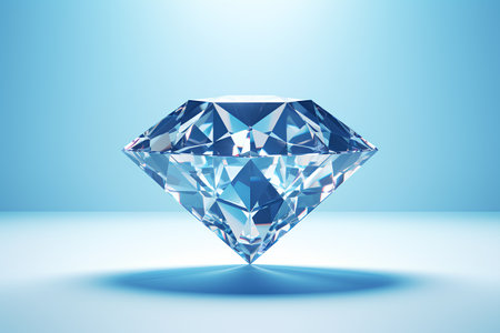 Diamond on blue background. 3d rendering, 3d illustration.の素材
