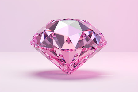 Pink diamond on a pink background. 3d rendering, 3d illustration.の素材