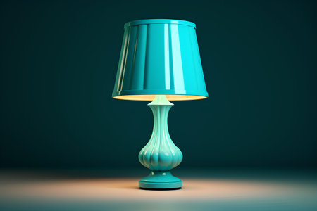 Table lamp on a green background. 3d render. Vintage style.の素材