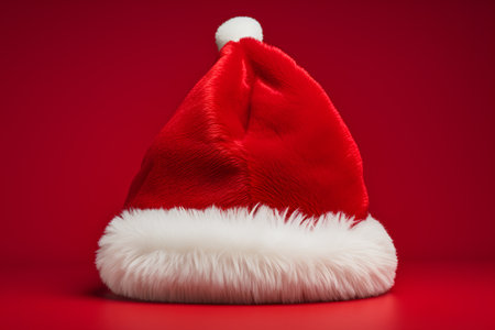 Santa Claus red hat isolated on red background. 3d rendering.の素材