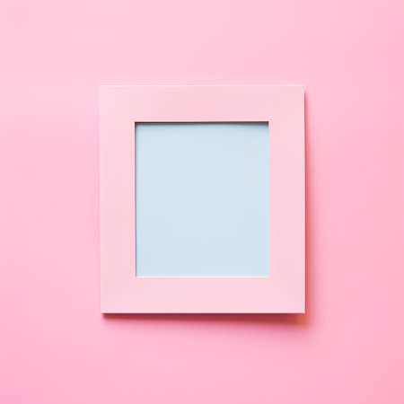 Blank picture frame on pink background. Minimal style. 3d renderの素材