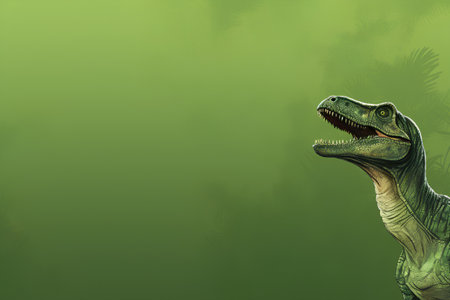 Tyrannosaurus rex on green background. 3d renderingの素材