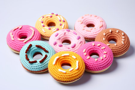 Colorful donuts on a white background. Sweet donuts.の素材