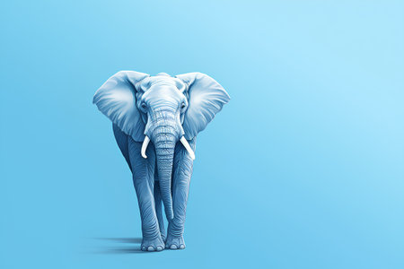 Elephant on a blue background. 3d rendering, 3d illustration.の素材