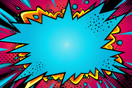 Pop Art comics book style blank, layout template with clouds beams and isolated dots background.の素材
