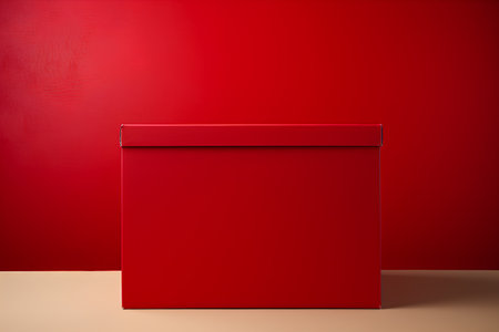 Red box on a red background. 3d rendering, mock upの素材