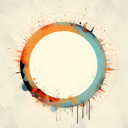 Abstract colorful watercolor circle frame on grunge background. Vector illustration.の素材
