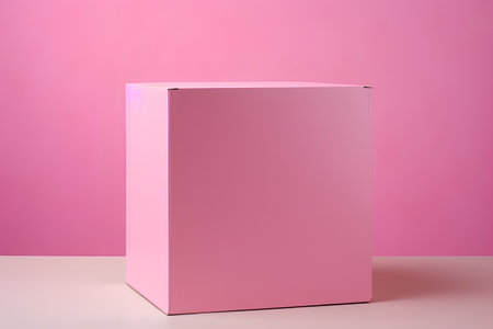 Pink box on a pink background. 3d rendering, 3d illustration.の素材