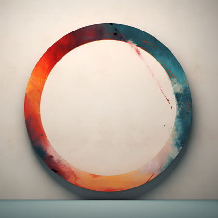 Grunge background with round frame. 3d render illustration.の素材