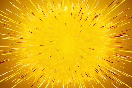 Explosion of yellow rays on a yellow background. Vector illustration.の素材