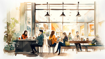 Coffee Shop Cafe Restaurant Leisure Relaxation Lifestyle Conceptの素材