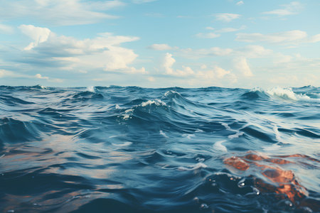 Beautiful seascape with clear blue sea water and cloudy skyの素材