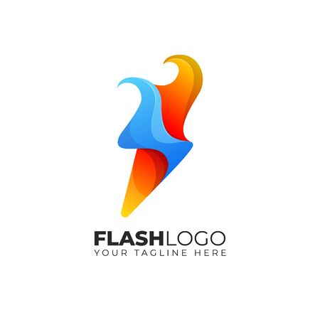 flash bolt thunder fire flame logo designのイラスト素材