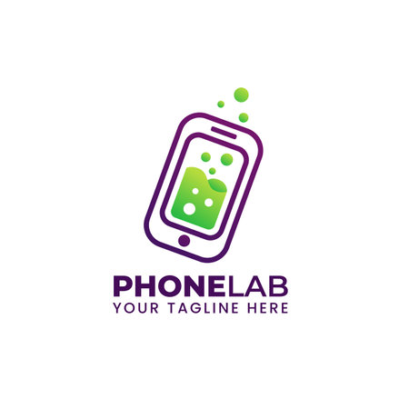 Phone chemical flask tube lab isolated logo icon. smartphone laboratory icon. illustration abstact vectorのイラスト素材