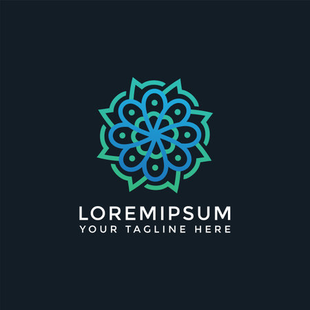 Mandala logo floral nature with leaves and flowers. elegant luxury beauty spa template - can use for yoga studios, holistic health medicine centers, natural and organic food productsのイラスト素材