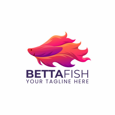 Betta fish abstract gradient colorful style shape vector logo illustrationのイラスト素材