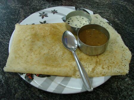 South Indian breakfast, Dosa, Masala, Chutney, vegetablesの写真素材