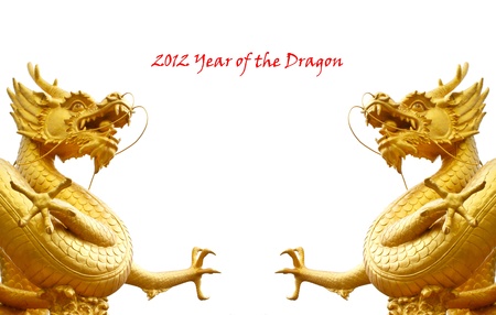 twin goldren dragons for 2012 new year festival