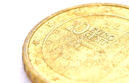 closeup image of 10 Euro cent coinの写真素材