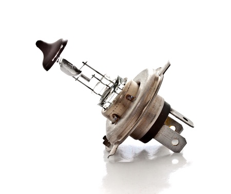 car lightbulb on white background